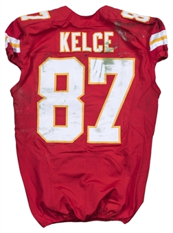 2015-16 Travis Kelce Game Used & Photo Matched Kansas City Chiefs Home Jersey Used On 1/3/16 (Resolution Photomatching)